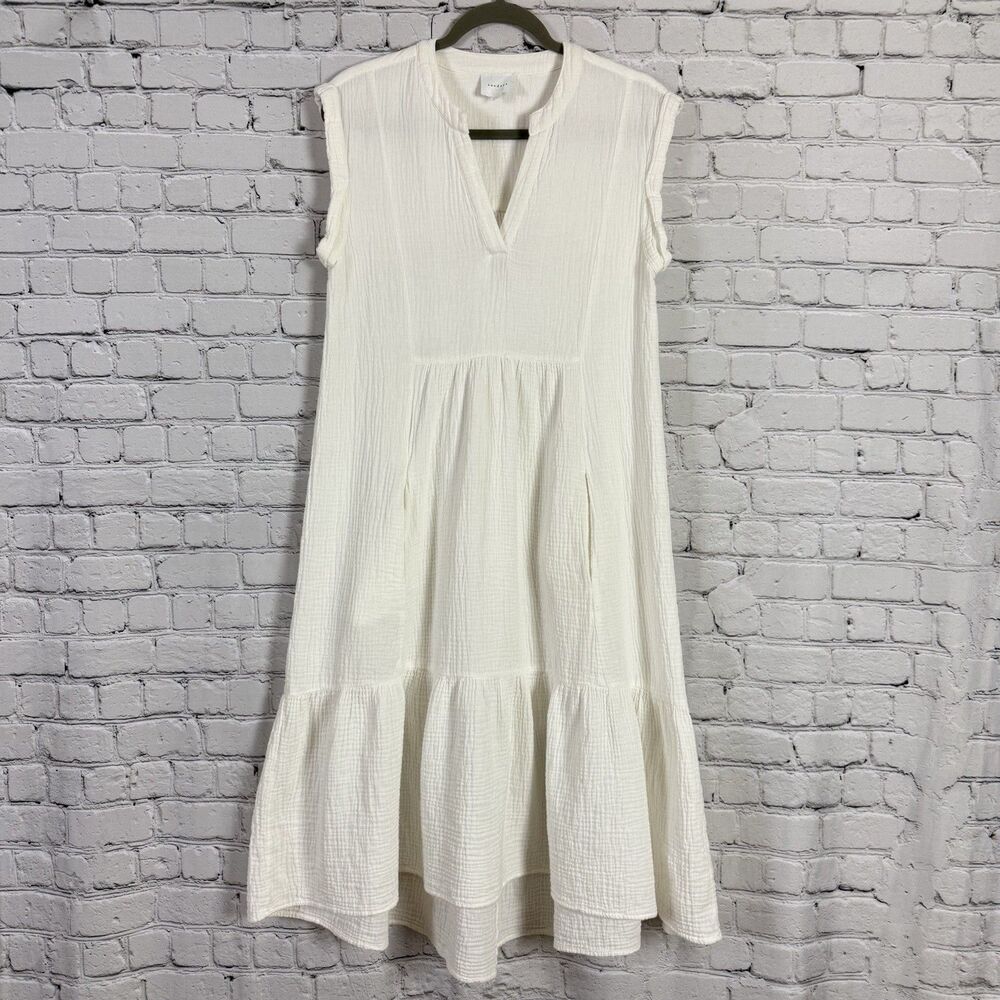 sundays White Textured Midi Dress